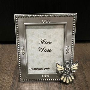 FashionCraft Silver Angel Picture Frame with Simulated Rhinestone 2 1/4” x 3”